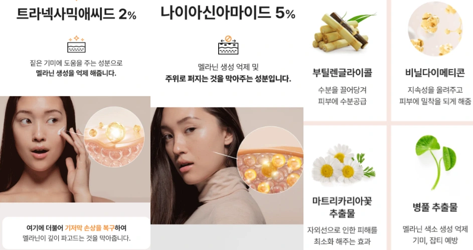 비시나 기미크림 효과, 성분