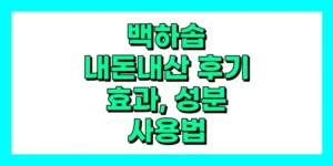 백하솝 내돈내산 후기, 효과, 성분, 사용법