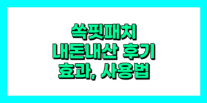쏙핏패치 내돈내산 후기, 효과, 성분, 부작용, 가격