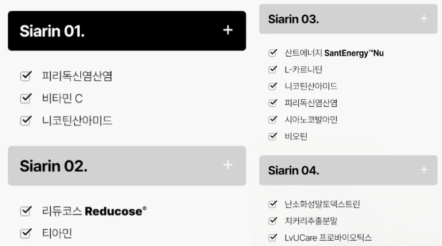 글램서처스 시아린 효과, 성분