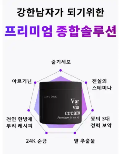 맨스원 바르비아 크림 효과, 성분