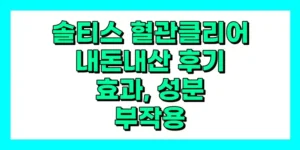 솔티스 혈관 클리어 내돈내산 후기, 효과, 성분, 부작용, 가격