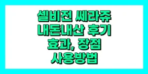 셀비전 쎄라쥬 내돈내산 후기, 효과, 장점, 특징, 가격, 사용방법