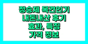 정승제 목견인기 내돈내산 후기, 효과, 특징, 가격