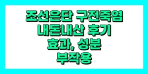 조선은단 구전죽염 내돈내산 후기, 효과, 성분, 부작용, 가격