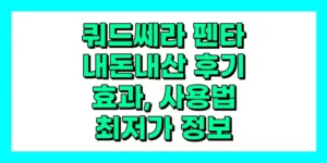 쿼드쎄라 펜타 내돈내산 후기, 효과,부작용, 가격