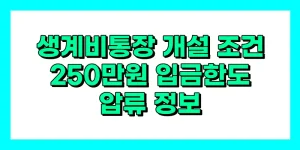 생계비통장 개설 조건